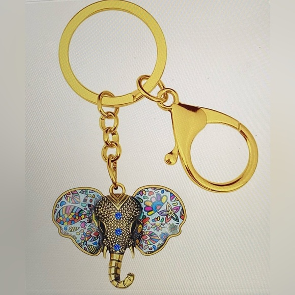 Gold Plated Elephant Keychain Bag Charm New Last 2!! - Picture 3 of 4